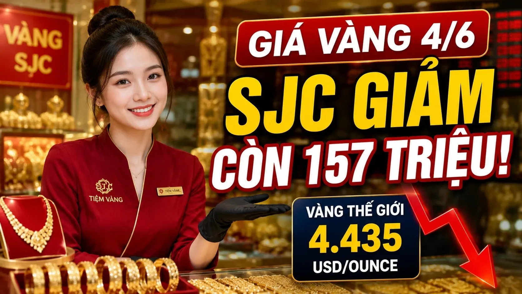 Giá vàng hôm nay 4/6: Vàng trong nước đứng giá, thế giới điều chỉnh giảm