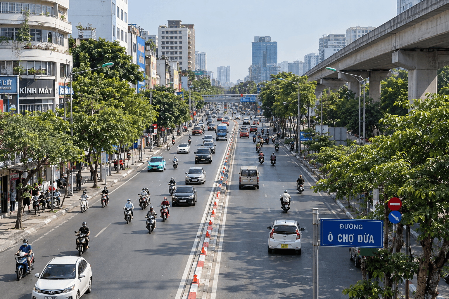 Bustling Vietnamese Avenue Beneath the Metro.png
