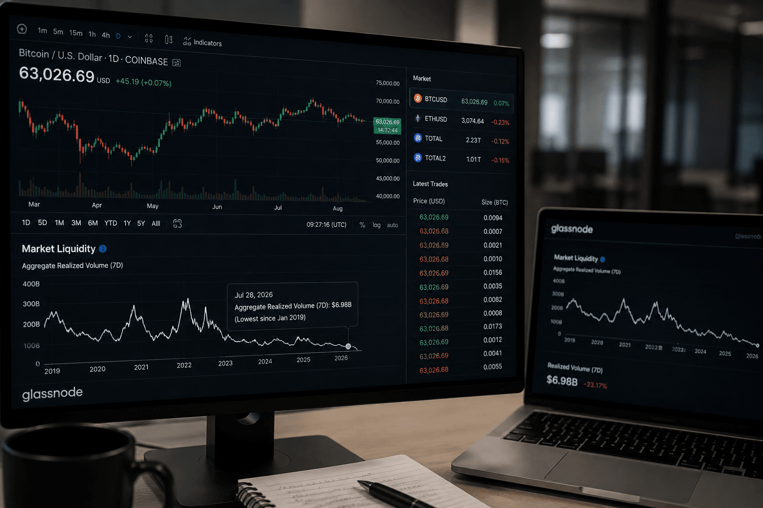 Bitcoin mắc kẹt quanh 63.000 USD khi thanh khoản thị trường xuống thấp
