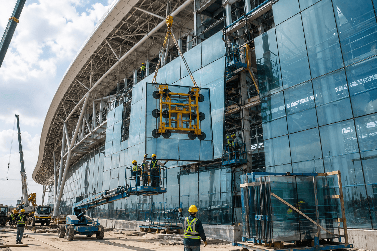 Nhà ga T2 sân bay Phú Quốc lắp kính nặng tới 500kg, chuẩn bị cho APEC 2027