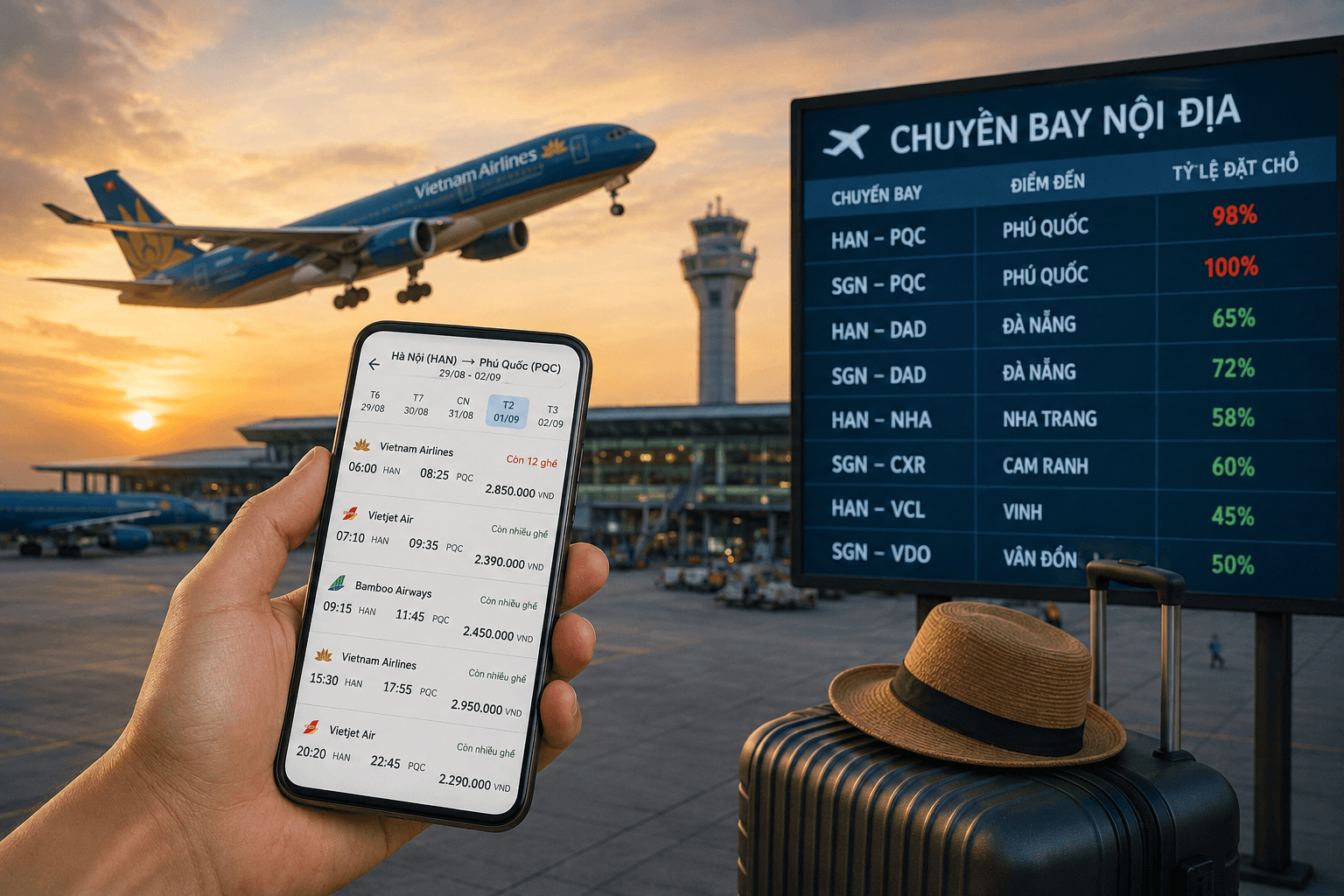 Hàng không tăng 10% ghế bay dịp 2/9, giá vé không còn “nóng” như năm trước