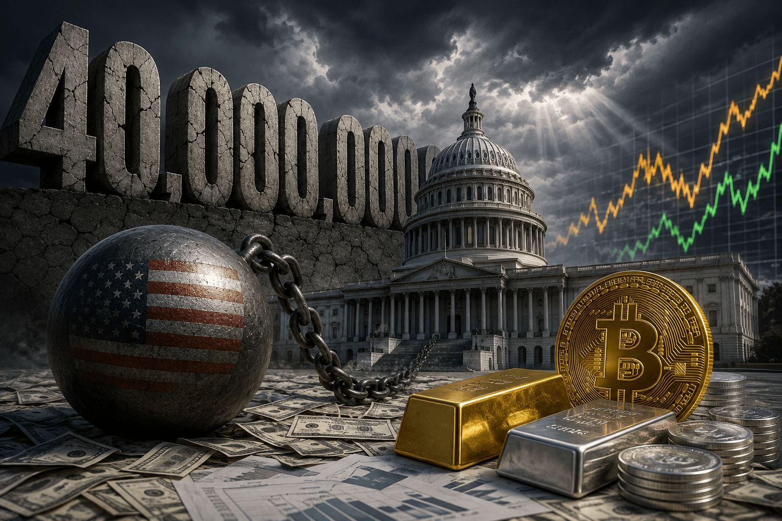 Mỹ gánh núi nợ 40.000 tỷ USD, Bitcoin và vàng được nhà đầu tư chú ý