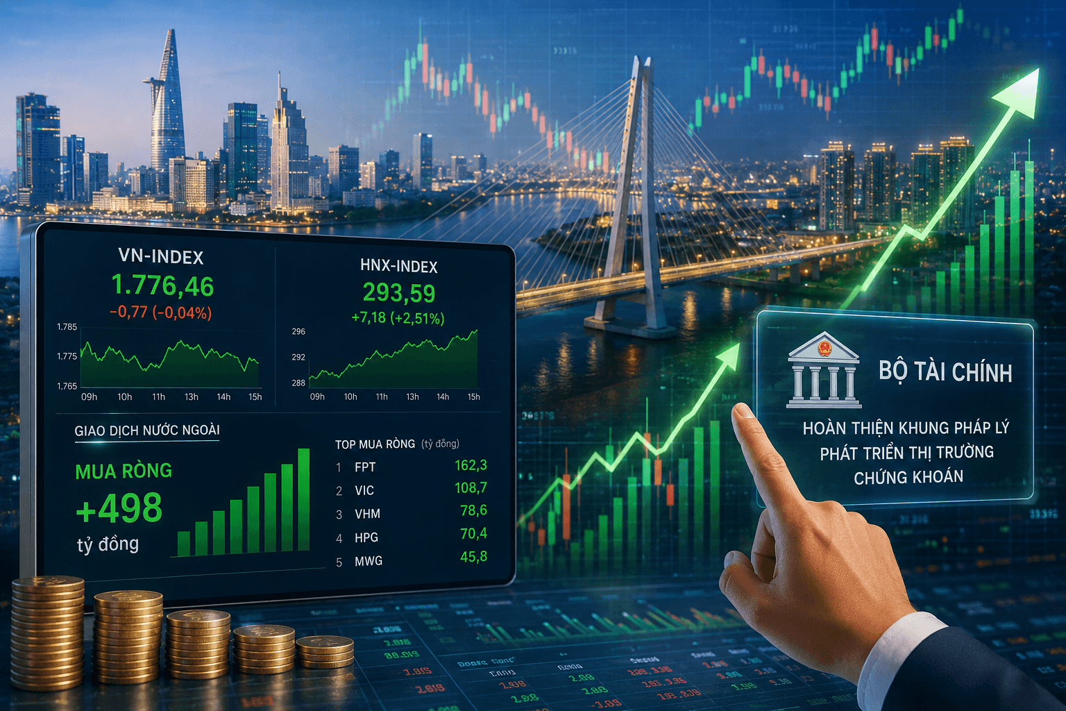 Thị trường chứng khoán 5-8: Bất động sản nâng đỡ VN-Index, vốn ngoại gom mạnh VHM và VIC