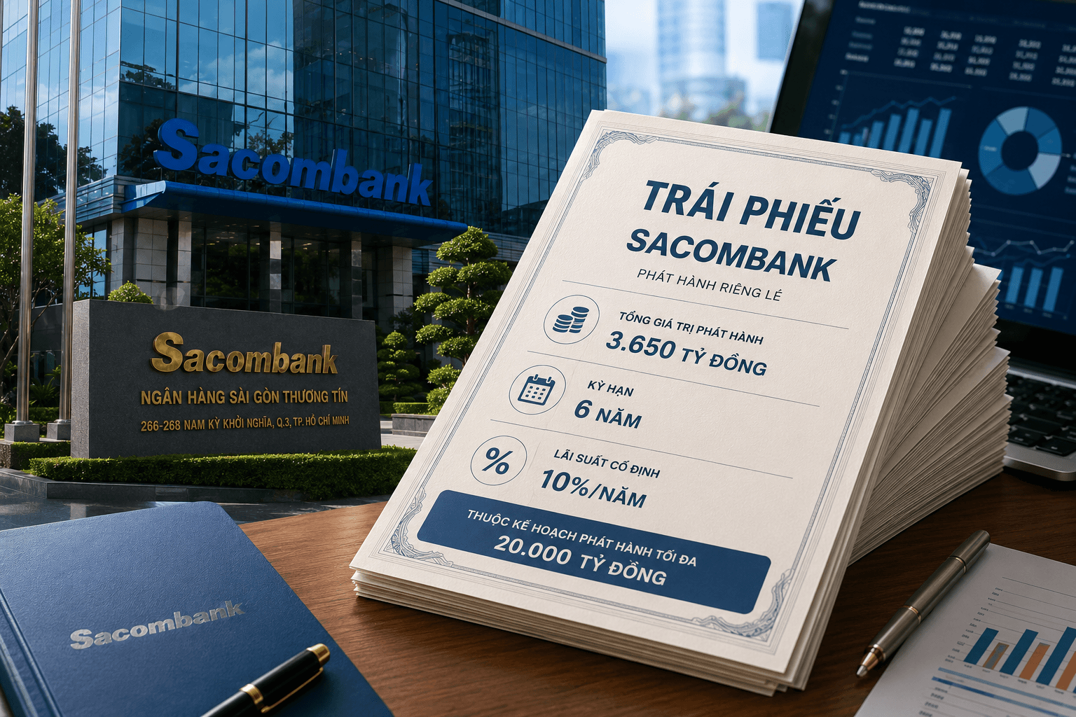 Sacombank huy động 3.650 tỷ đồng qua 3 lô trái phiếu kỳ hạn 6 năm