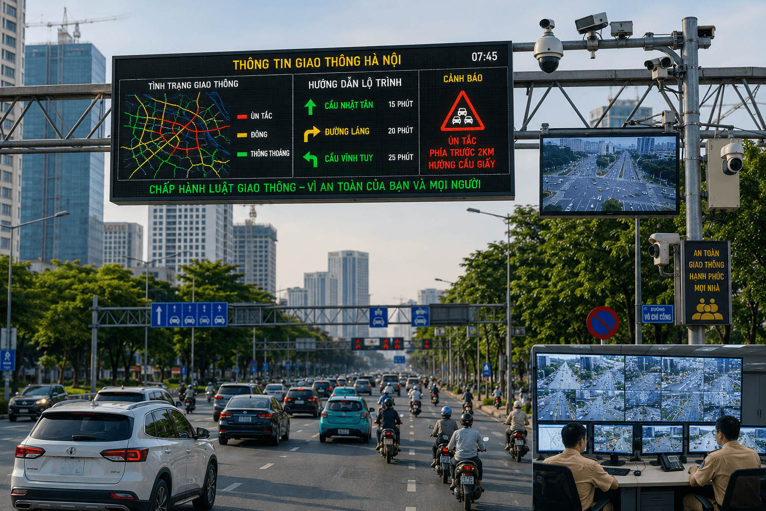Hà Nội lắp 36 màn hình LED thông minh, cập nhật tình trạng giao thông theo thời gian thực