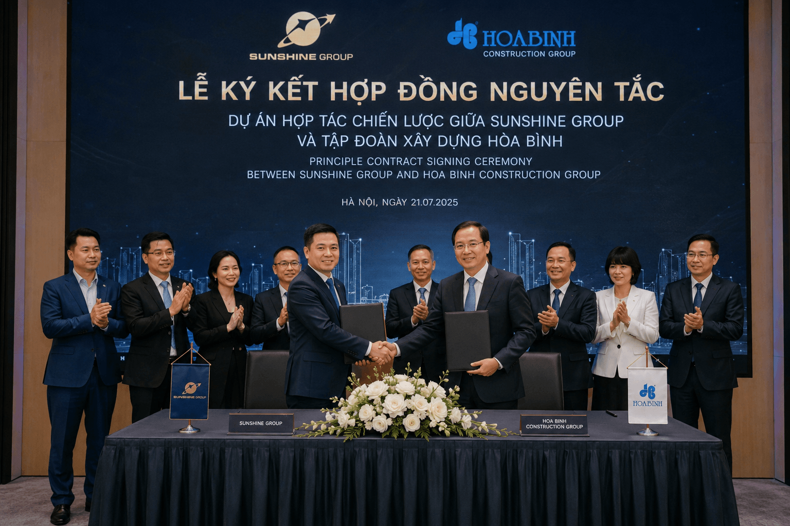 Sunshine Group mở rộng mạng lưới tổng thầu, hợp tác gần 80.000 tỷ đồng với Hòa Bình và DELTA Group