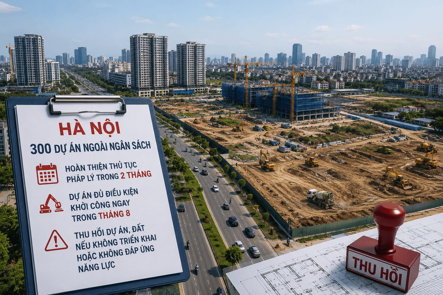 Hà Nội yêu cầu 300 dự án hoàn tất thủ tục pháp lý trong 2 tháng