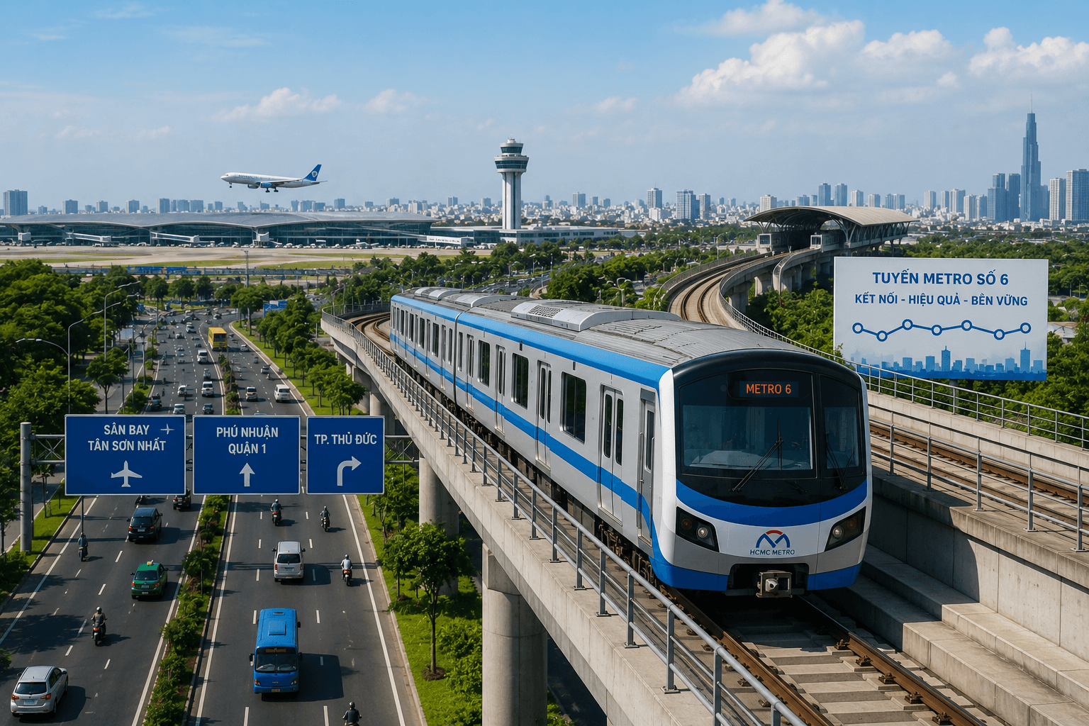 Đề xuất đổi hướng tuyến metro số 6, tăng kết nối 3 nhà ga sân bay Tân Sơn Nhất