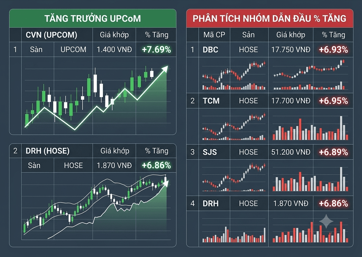 Dòng tiền trở lại, loạt cổ phiếu TCM, DBC, SJS đồng loạt tăng kịch trần