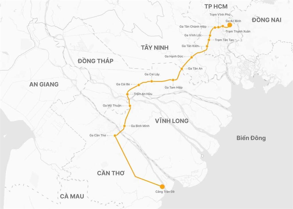 Cần Thơ muốn làm 80 km đường sắt nối cảng Trần Đề
