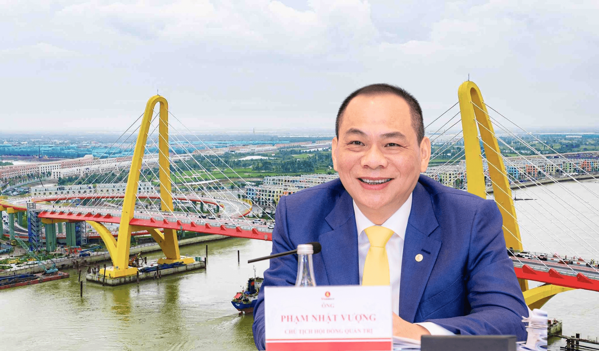 Vingroup đầu tư cầu 2.300 tỷ đồng bắc qua sông Cấm với tốc độ xây dựng ấn tượng