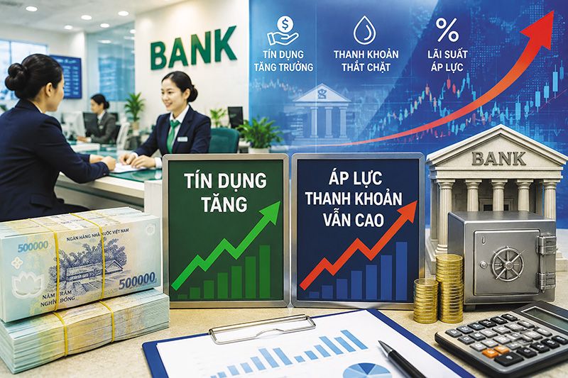 Tín dụng tăng, thanh khoản chưa hết áp lực