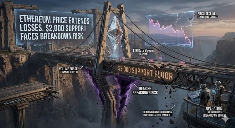 Giá Ethereum mở rộng đà giảm, ngưỡng hỗ trợ 2.000 USD đối mặt rủi ro phá vỡ