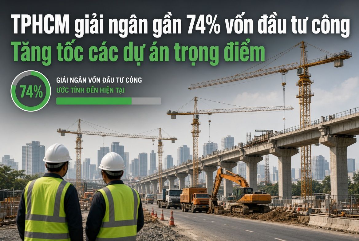 TP.HCM giải ngân gần 74% vốn đầu tư công, tăng tốc các dự án trọng điểm
