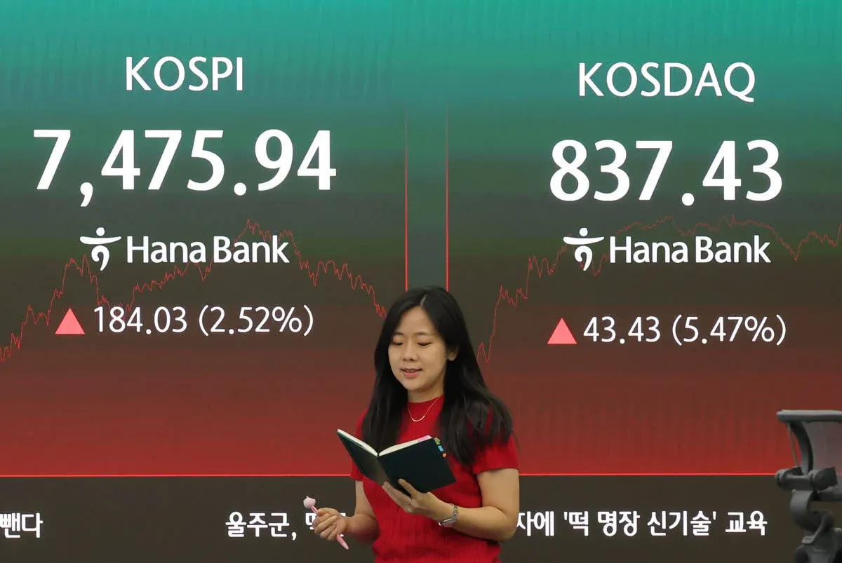KOSPI giảm gần 7% phiên sáng 13/7, thị trường Hàn Quốc rung lắc vì làn sóng bán tháo
