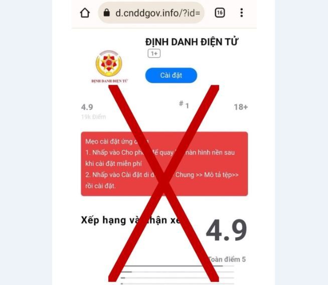 Cảnh báo lừa đảo công nghệ cao giả danh công an để kích hoạt định danh điện tử bằng ứng dụng giả VNeID