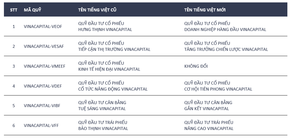 VinaCapital updates names and investment strategies for open-end funds